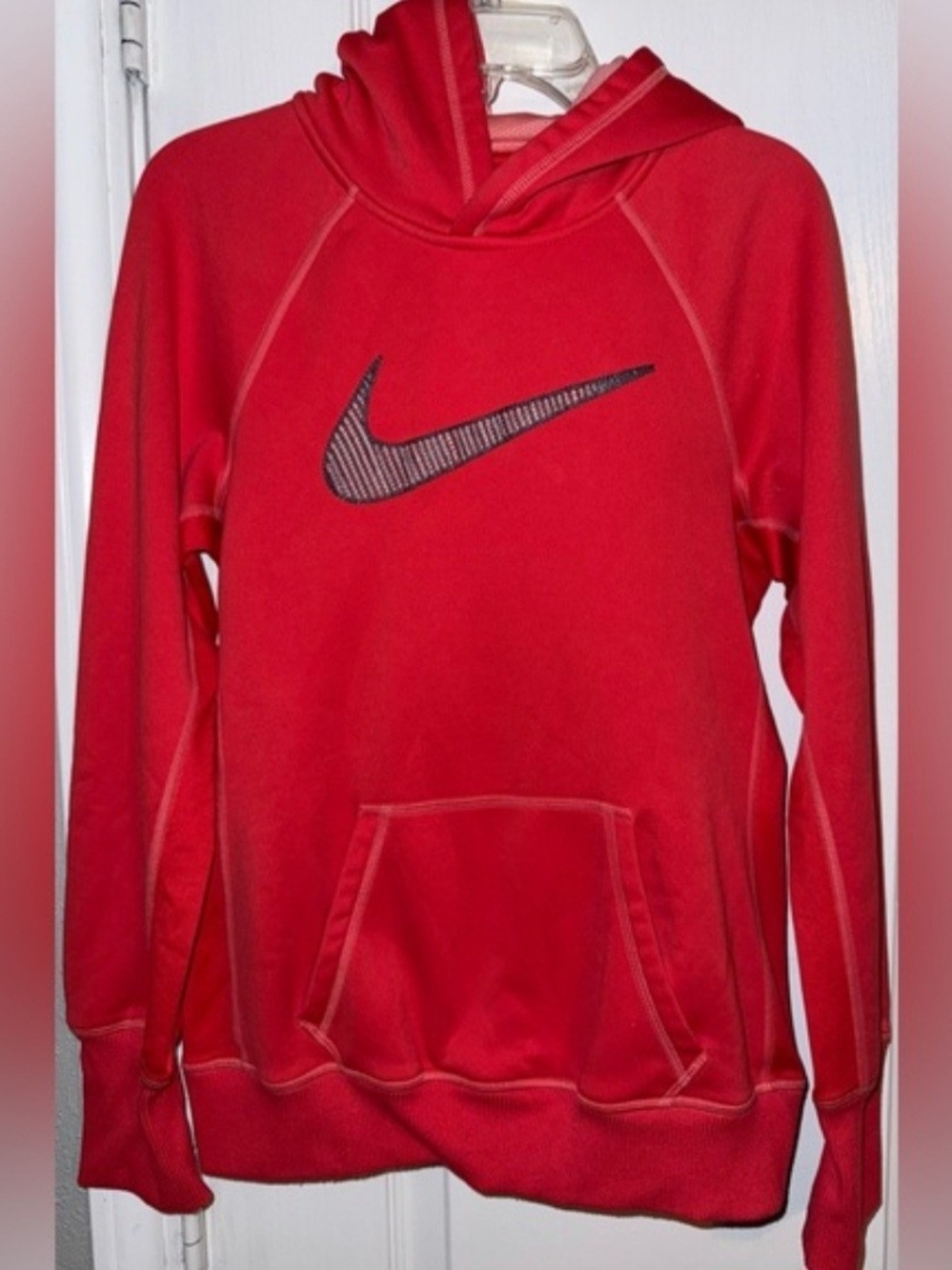 Nike Red Hoodie with Swoosh Logo